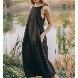 Visible Art Purple Reversible Sleeveless 100% Linen Dress